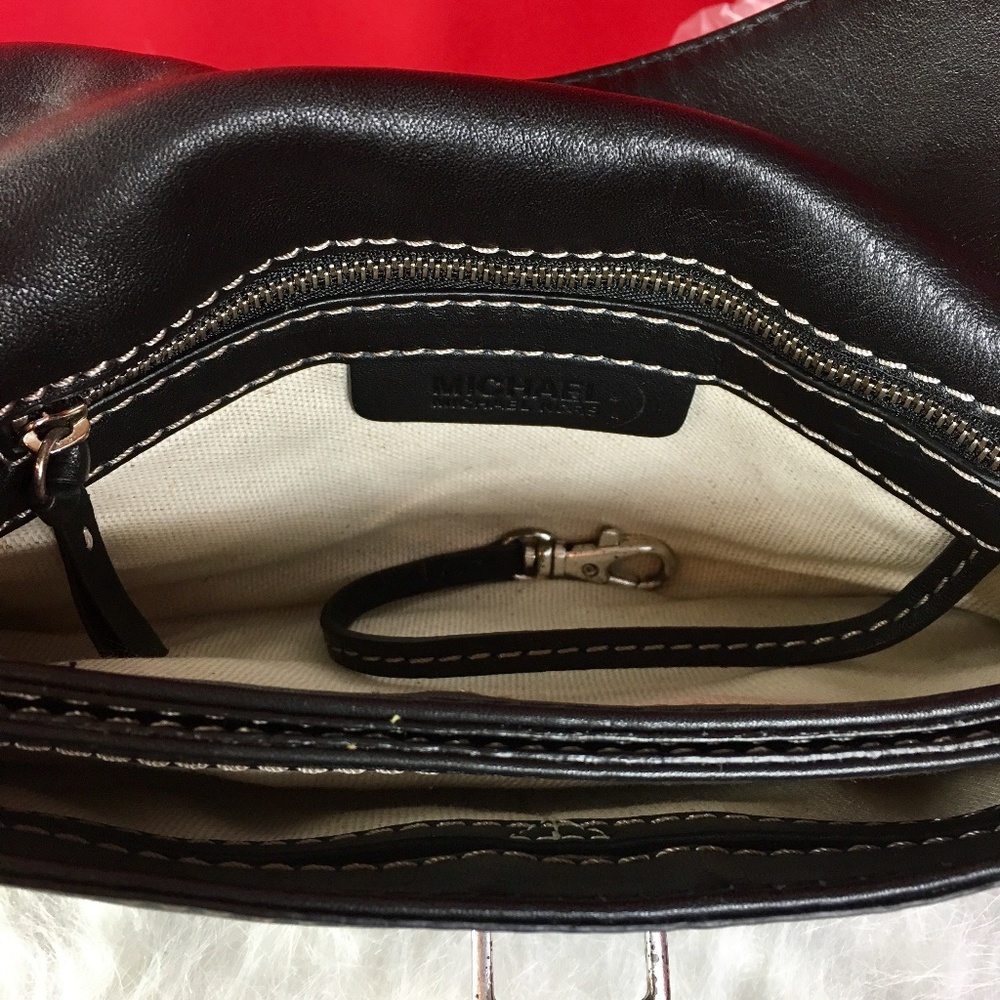 Michael Kors Black Leather Chain Link Strap Purse - Picture 6 of 7